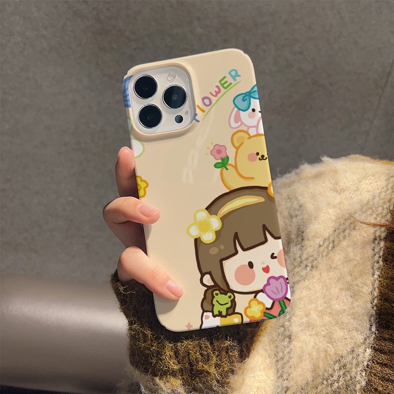 Ốp Điện Thoại Cứng Chống Sốc In Hình Gấu Thỏ Dễ Thương Cho iphone 14 pro Max 11 13 12 7Plus 8 X XS Max
