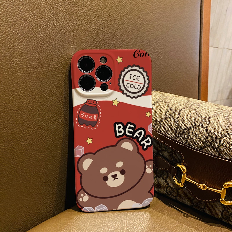 Ốp Điện Thoại Cứng Chống Sốc In Hình Gấu cola Dễ Thương Cho iphone 14 pro Max 11 13 12 7Plus 8 X XS Max
