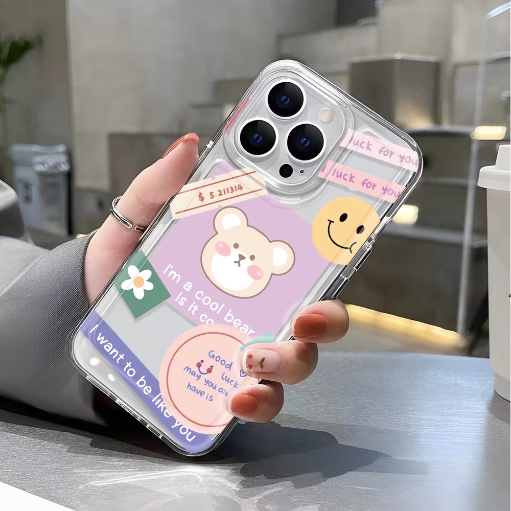Ốp Điện Thoại Trong Suốt Chống Sốc In Hình Gấu Cho iphone 14 pro max 11 13 12 7 8 Plus X XR XSMax