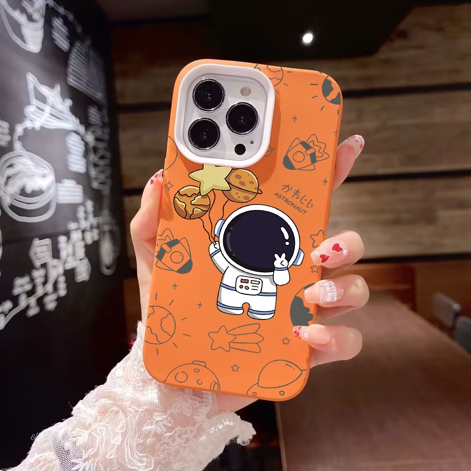 Ốp Điện Thoại silicon Dẻo Hình Phi Hành Gia 3 Trong 1 Cho iPhone 14Promax 13 12 11 7Plus X XR 7 8