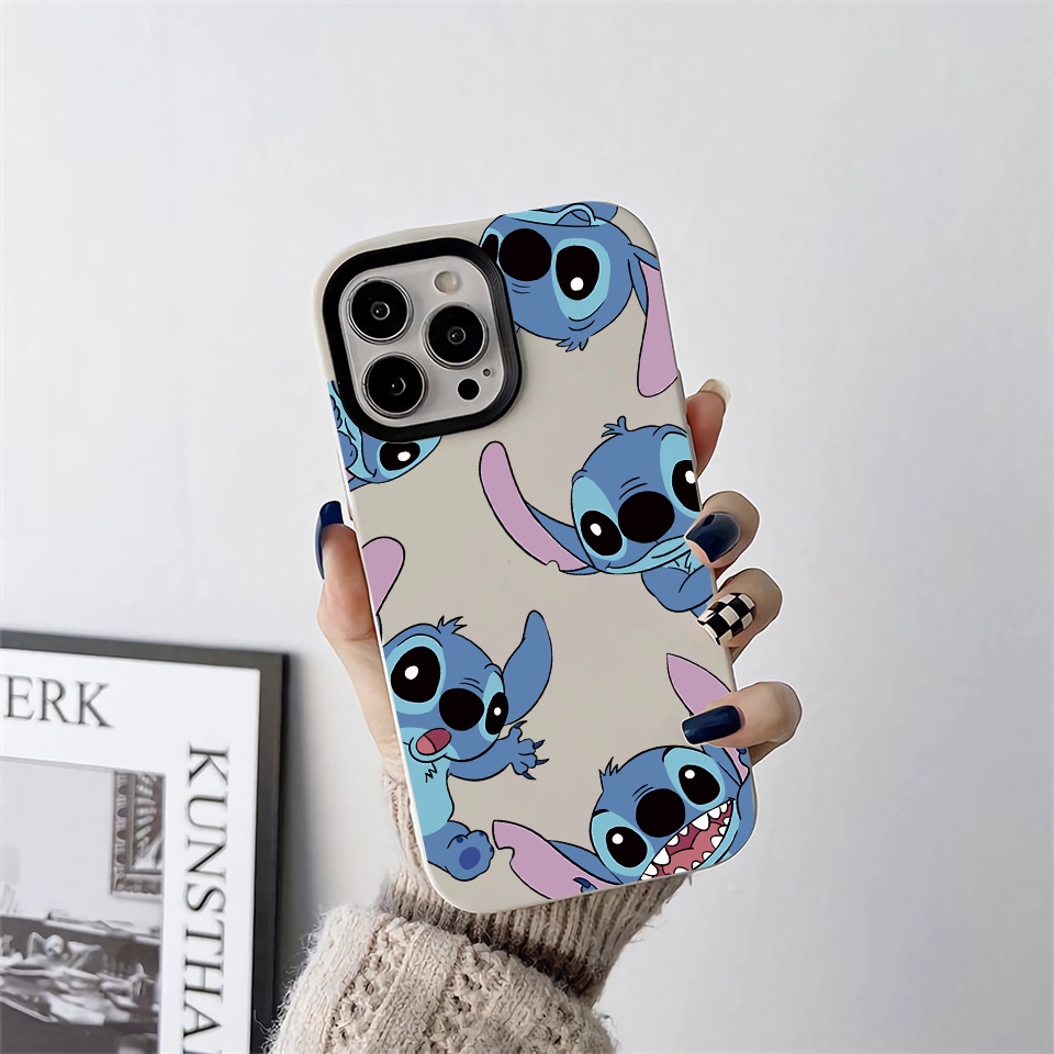 Ốp Điện Thoại silicon Dẻo Hình Stitch Màu Xanh Dương 3 Trong 1 Cho iPhone 14Promax 13 12 11 7Plus X XR 7 8