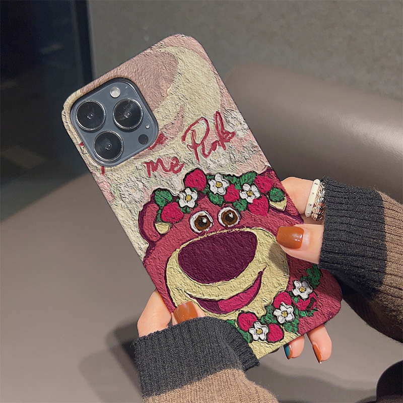 Ốp Điện Thoại Cứng Chống Sốc Hình Gấu Dâu Tây Cho iphone 14 pro Max 11 13 12 7Plus 8 X XS Max