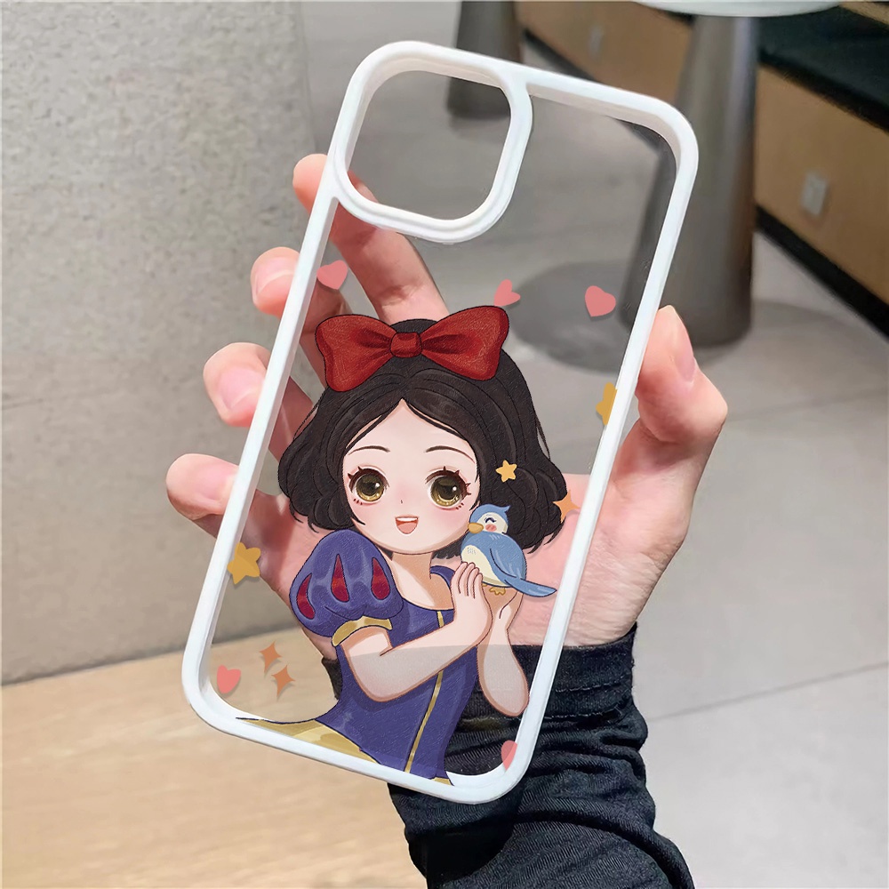 Ốp Điện Thoại Nhựa Acrylic Cứng Trong Suốt Hình Công Chúa Và Chim Cho iphone 14 pro Max 11 13 12 7Plus 8 X XS Max