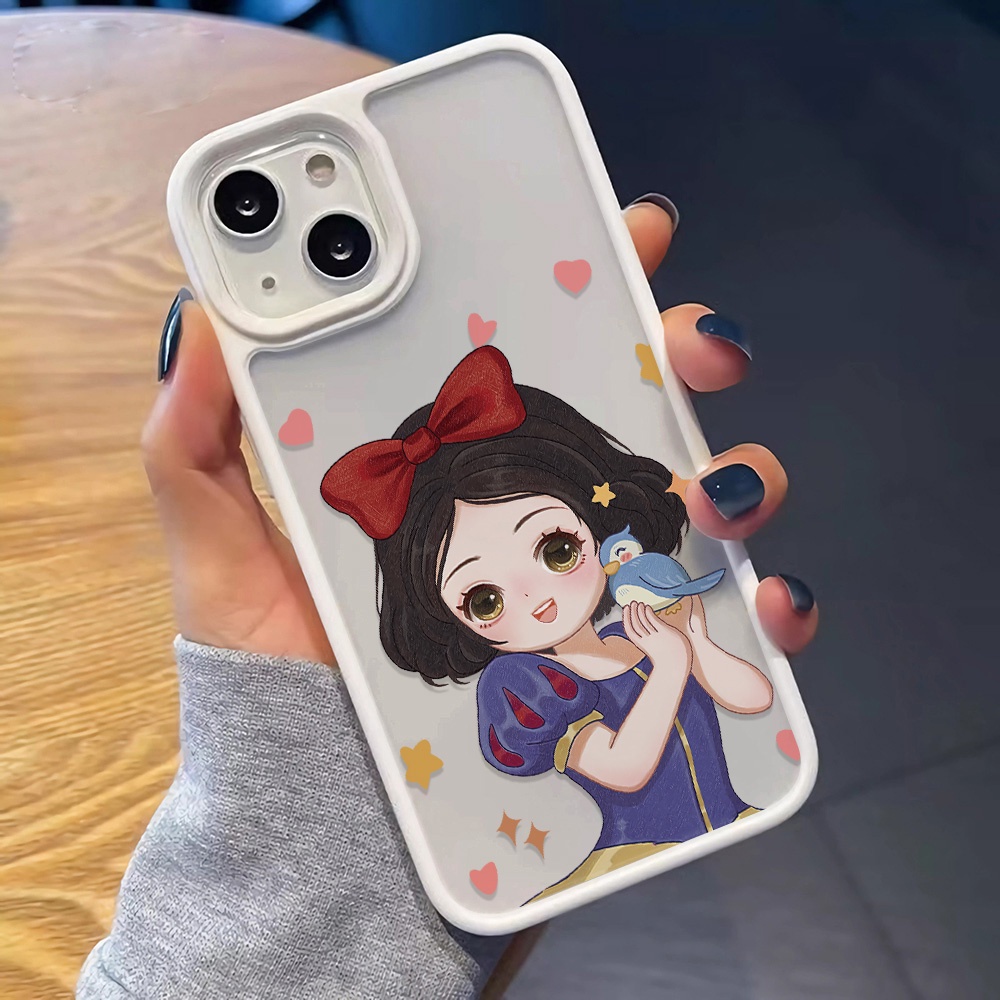 Ốp Điện Thoại Nhựa Acrylic Cứng Trong Suốt Hình Công Chúa Và Chim Cho iphone 14 pro Max 11 13 12 7Plus 8 X XS Max