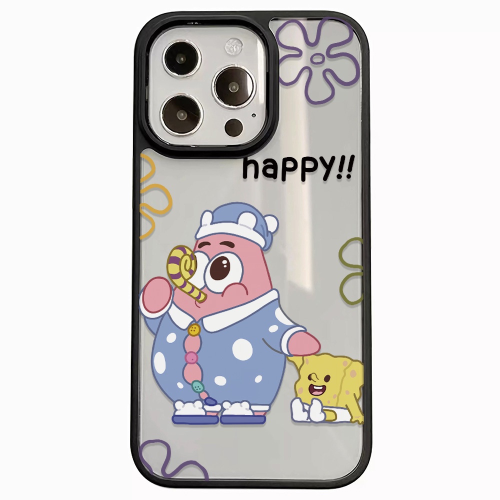 Ốp Điện Thoại Nhựa Acrylic Cứng Trong Suốt Hình SpongeBob Cho iphone 14 pro Max 11 13 12 7Plus 8 X XS Max