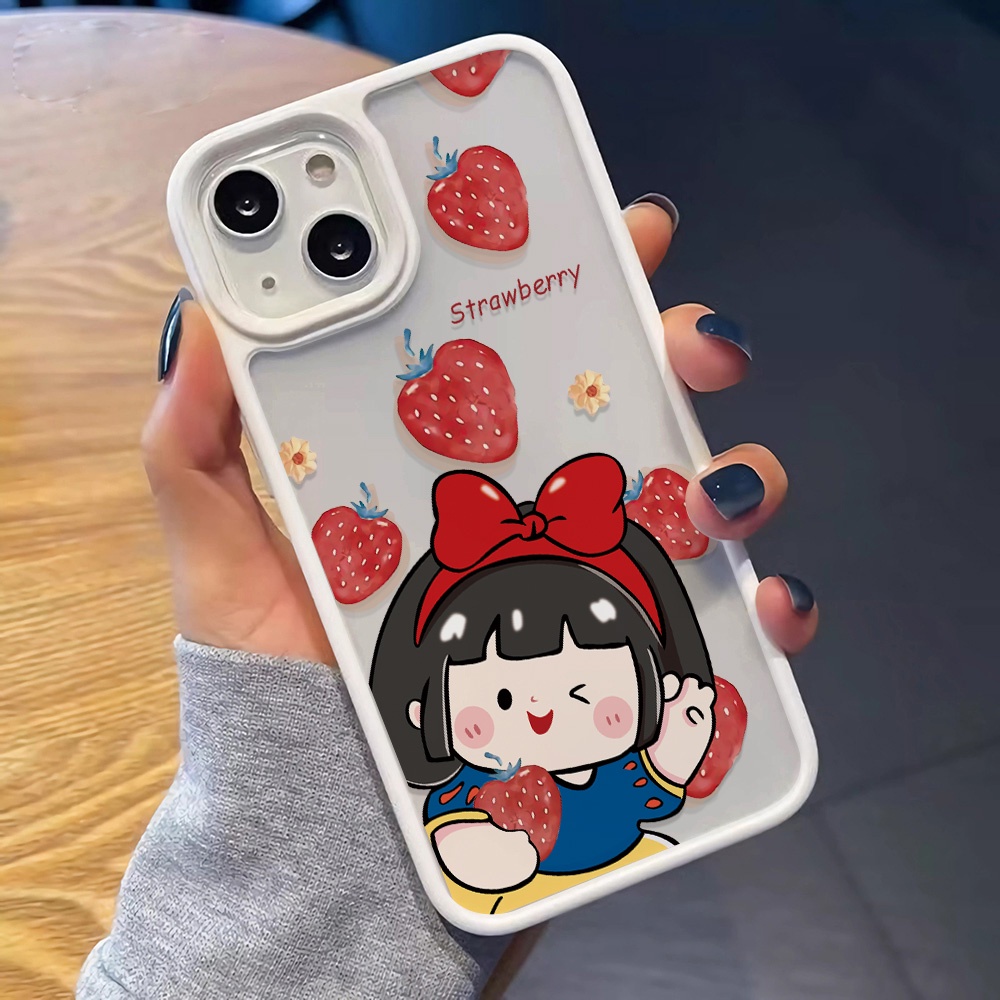 Ốp Điện Thoại Nhựa Acrylic Cứng Trong Suốt In Hình Công Chúa Dâu Tây Cho iphone 14 pro Max 11 13 12 7 Plus 8 X XS Max