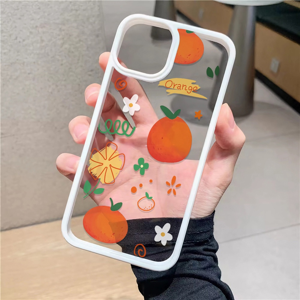Ốp Điện Thoại Nhựa Acrylic Cứng Trong Suốt Hình Hoa Quả Cam Cho iphone 14 pro Max 11 13 12 7Plus 8 X XS Max