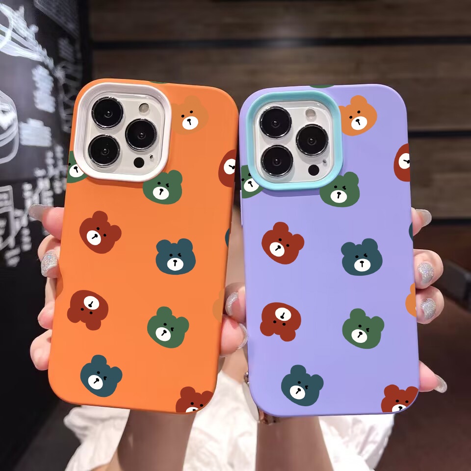 Ốp Điện Thoại silicon Dẻo Hình Gấu Nhiều Màu 3 Trong 1 Cho iPhone 14Promax 13 12 11 7Plus X XR