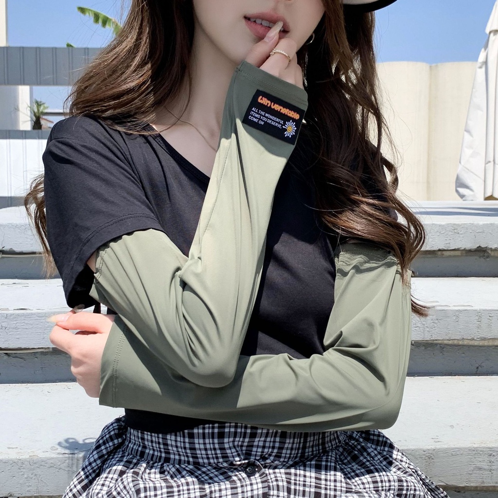 Găng Tay Chống Nắng Bằng Lụa Lạnh Màu Trơn Phong Cách Mới Mùa Hè Bảo Vệ Tay Lái Xe Ngoài Trời