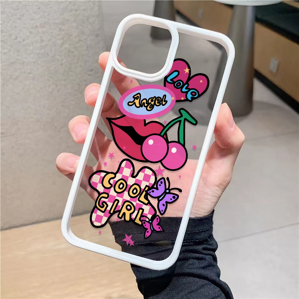 Ốp Điện Thoại Nhựa Acrylic Cứng Trong Suốt Hình Môi cherry Cho iphone 14 pro Max 11 13 12 7Plus 8 X XS Max