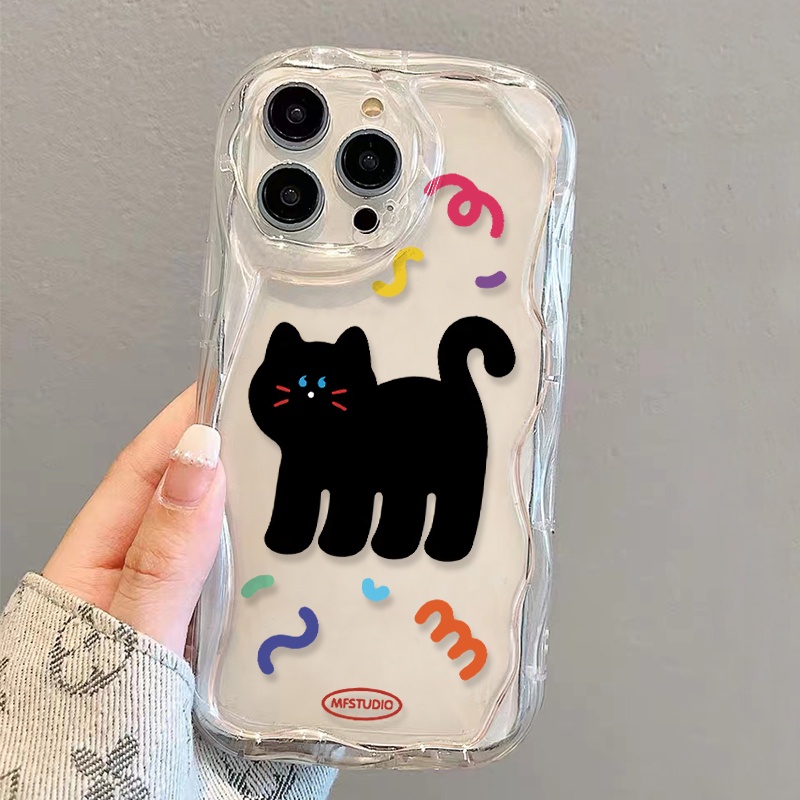 Ốp Điện Thoại Mềm Trong Suốt Họa Tiết Mèo Đen Đáng Yêu Cho iphone 14 pro Max 11 13 12 7Plus 8 X XS Max