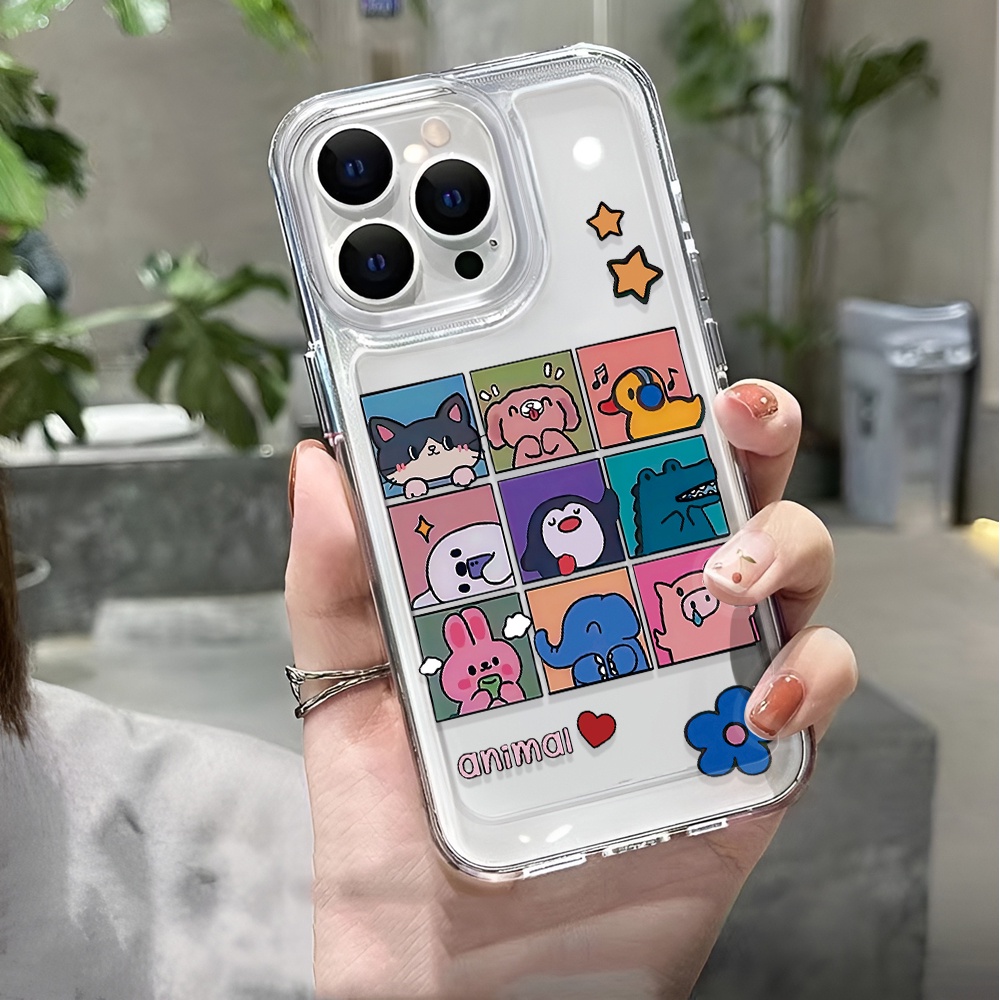 Ốp Điện Thoại Trong Suốt In Hình Động Vật Cho iphone 14 pro max 11 13 12 7 8 Plus X XR XSMax