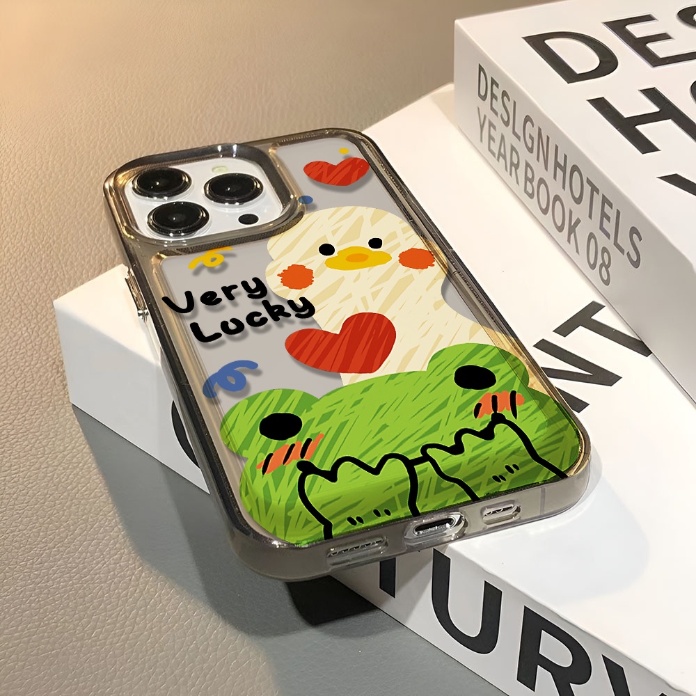 Ốp Điện Thoại Trong Suốt In Hình Vịt May Mắn Cho iphone 14 pro max 11 13 12 7 8 Plus X XR XSMax