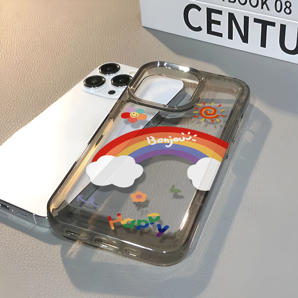 Ốp Điện Thoại Trong Suốt Họa Tiết Cầu Vồng Dành Cho iphone 14 pro max 11 13 12 7 8 Plus X XR XSMax