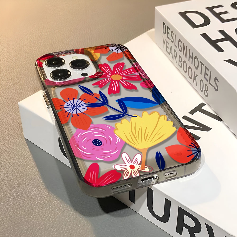 Ốp Điện Thoại Trong Suốt Họa Tiết Hoa Hoạt Hình Cho iphone 14 pro max 11 13 12 7 8 Plus X XR XSMax