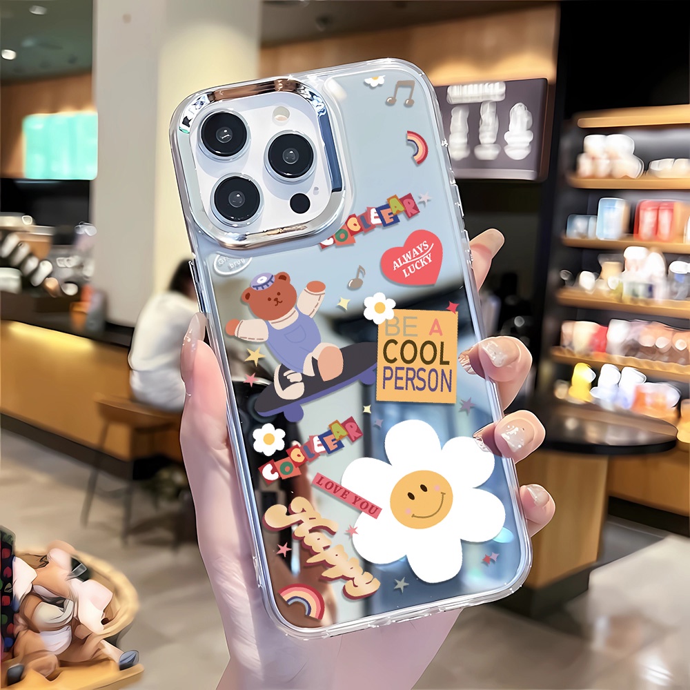 Ốp Điện Thoại Tráng Gương Họa Tiết Hoa Hướng Dương Cho iphone 14 pro max 11 12 13 8 7 Plus X XR XSMax