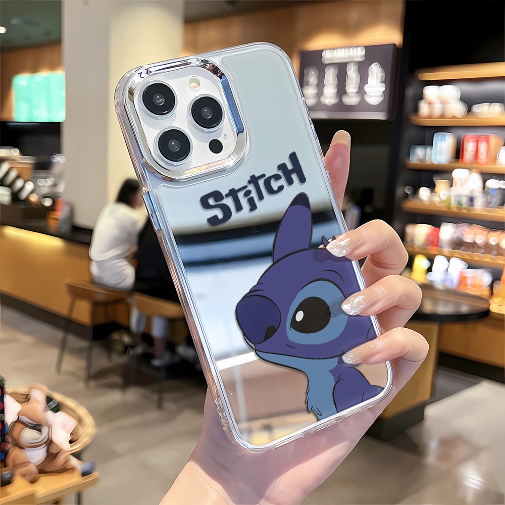 Ốp Điện Thoại Tpu Gắn Gương Kim Loại In Hình Stitch Thời Trang Cho iphone 14 pro max 11 12 13 8 7 Plus X XR XSMax