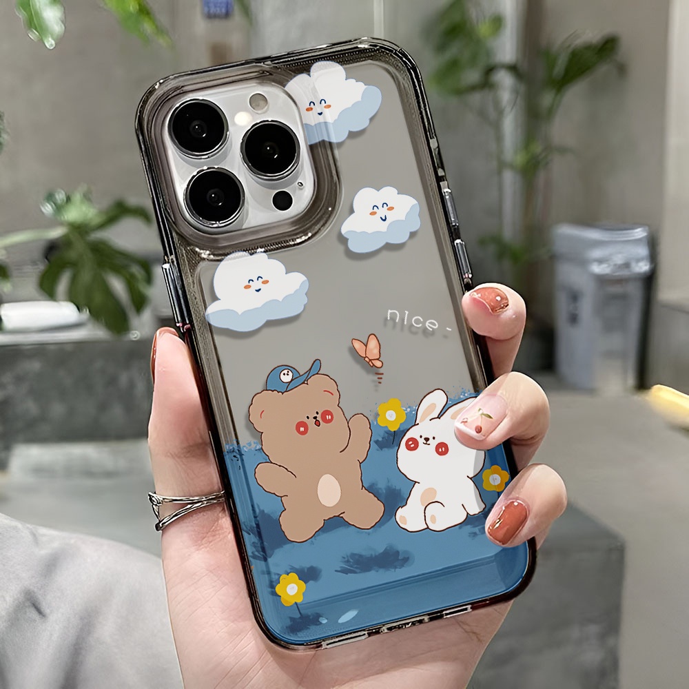 Ốp Điện Thoại Trong Suốt In Hình Gấu Thỏ Hoạt Hình Cho iphone 14 pro max 11 13 12 7 8 Plus X XR XSMax