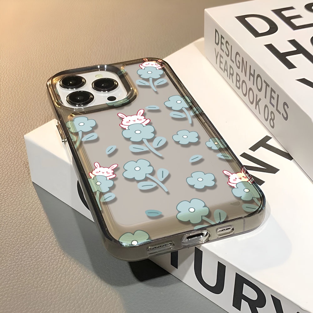 Ốp Điện Thoại Trong Suốt In Hình Thỏ Hoa Hoạt Hình Cho iphone 14 pro max 11 13 12 7 8 Plus X XR XSMax