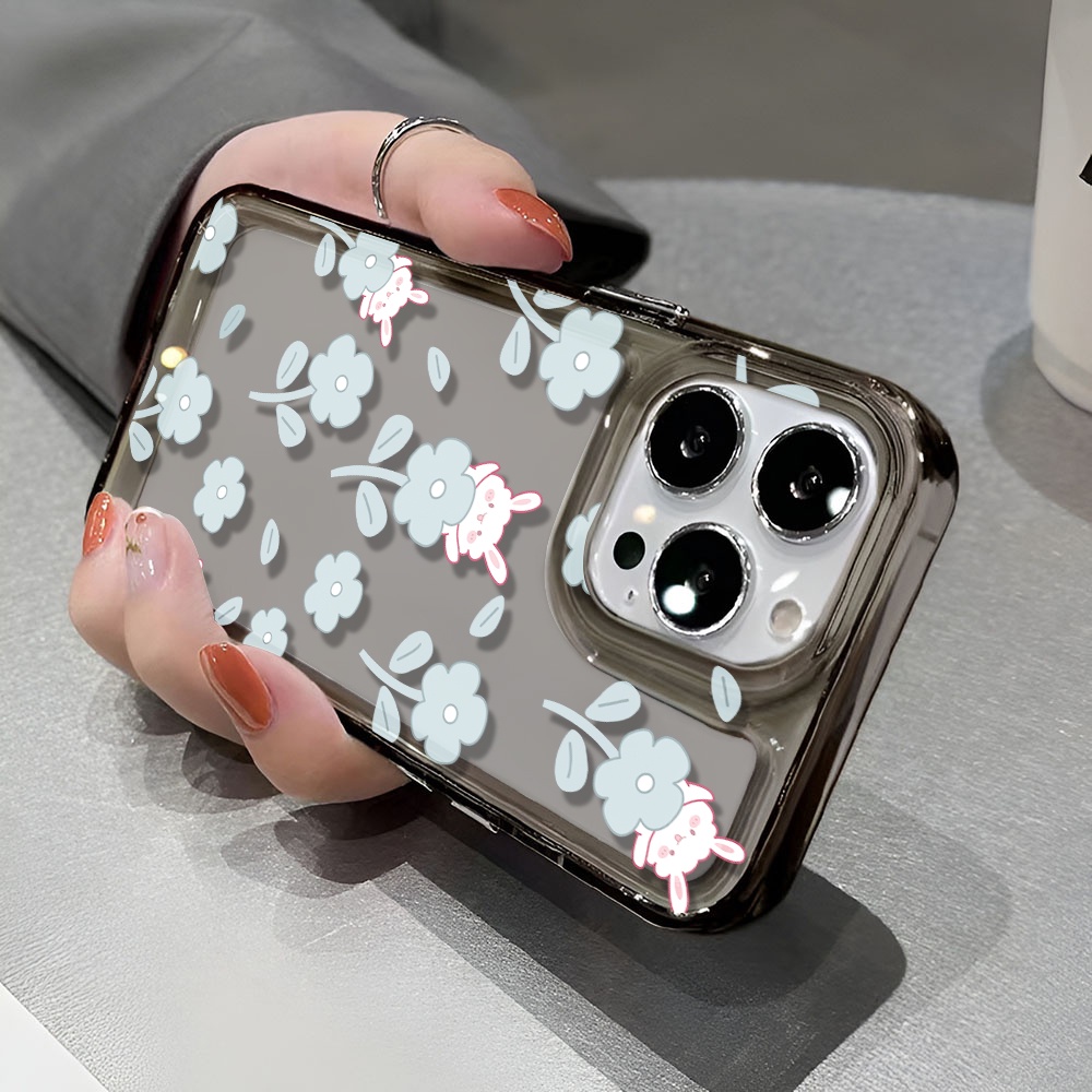 Ốp Điện Thoại Trong Suốt In Hình Thỏ Hoa Hoạt Hình Cho iphone 14 pro max 11 13 12 7 8 Plus X XR XSMax