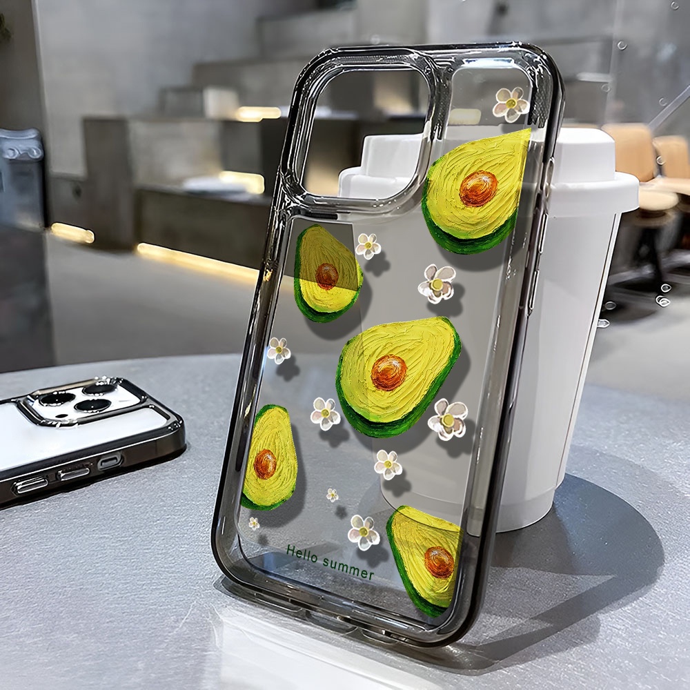 Ốp Điện Thoại Trong Suốt Họa Tiết Trái Bơ Cho iphone 14 pro max 11 13 12 7 8 Plus X XR XSMax