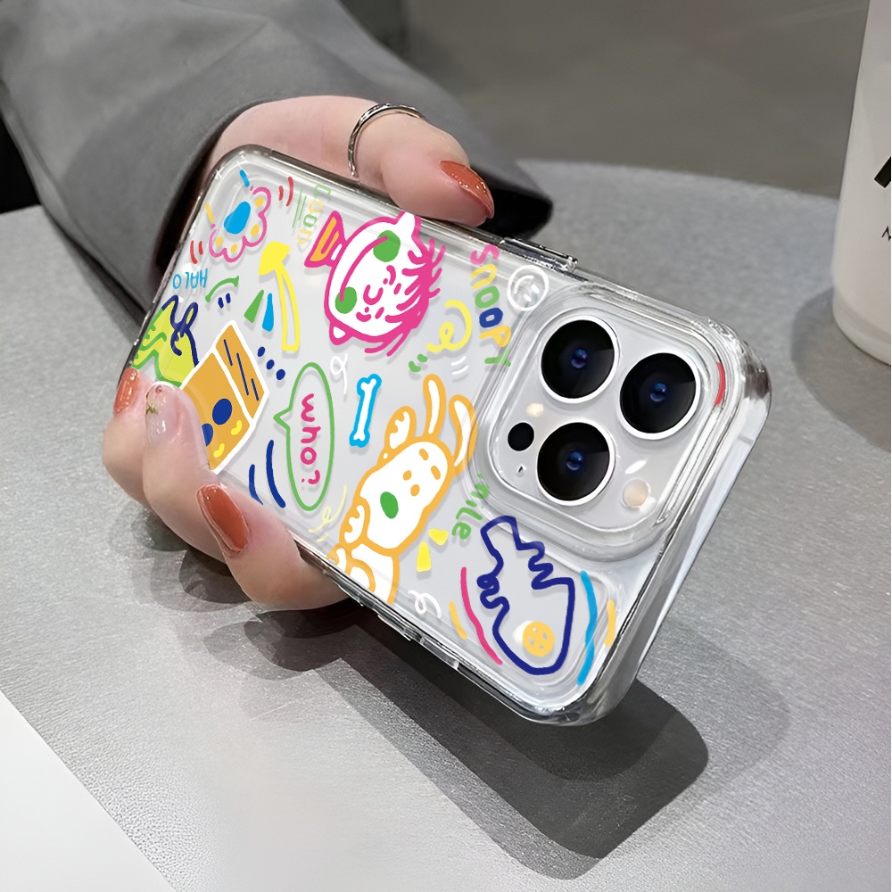 Ốp Điện Thoại Trong Suốt Họa Tiết Hoạt Hình Snoopy Doodle Cho iphone 14 pro max 11 13 12 7 8 Plus X XR XSMax