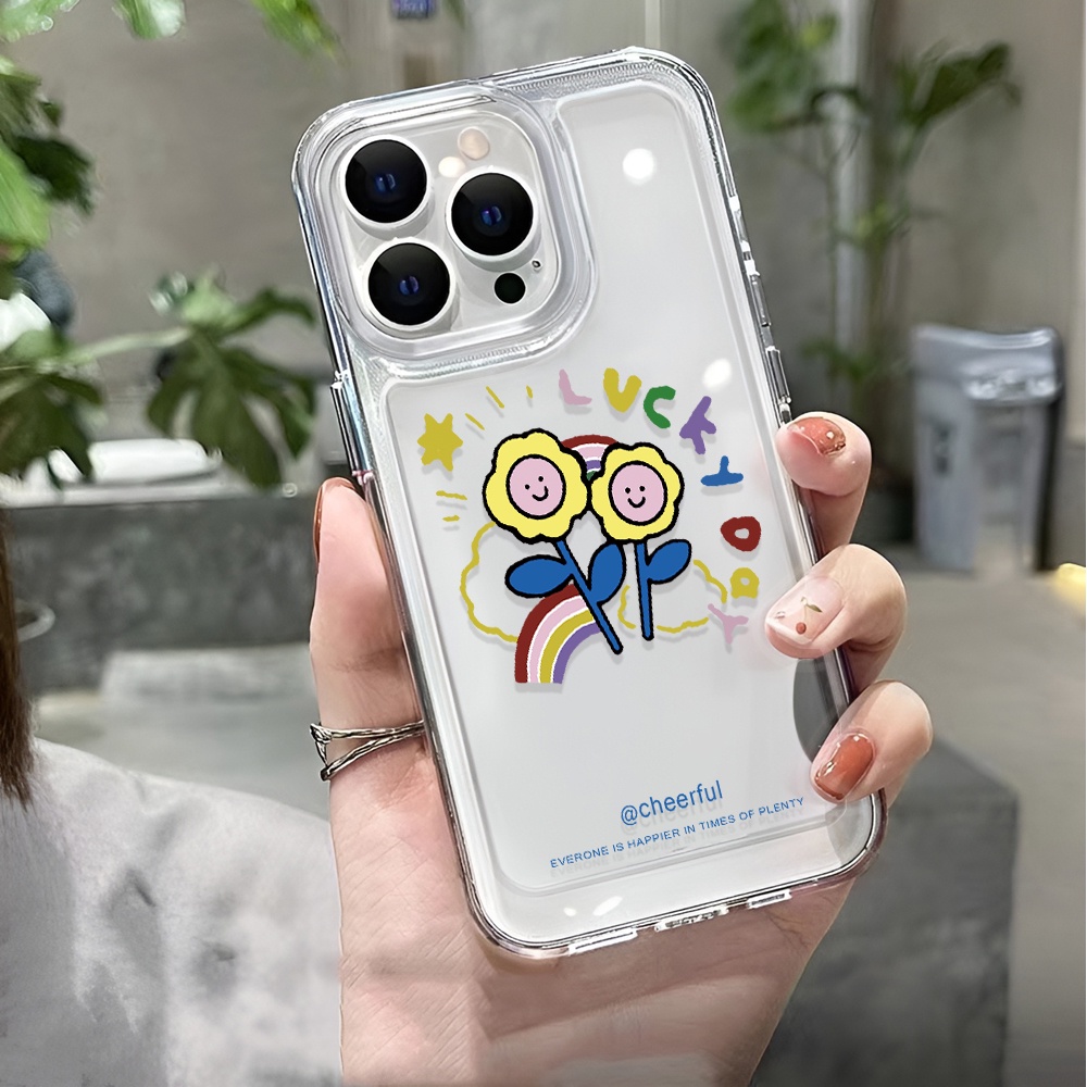 Ốp Điện Thoại Trong Suốt In Hình Hoa Cầu Vồng Cho iphone 14 pro max 11 13 12 7 8 Plus X XR XSMax