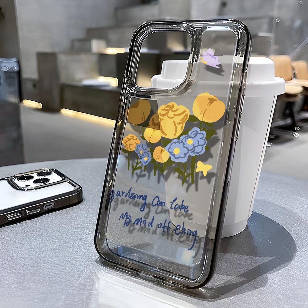 Ốp Điện Thoại Trong Suốt Họa Tiết Hoa Thời Trang Cho iphone 14 pro max 11 13 12 7 8 Plus X XR XSMax
