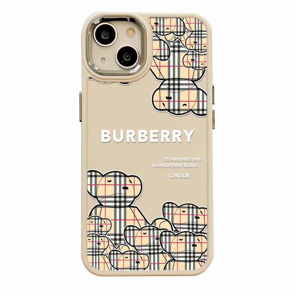 Ốp Điện Thoại Silicone Khung Kim Loại In Hình Gấu Hoạt Hình Đáng Yêu Cho iphone 14ProMax 11 13 12 7Plus 8 X XS Max