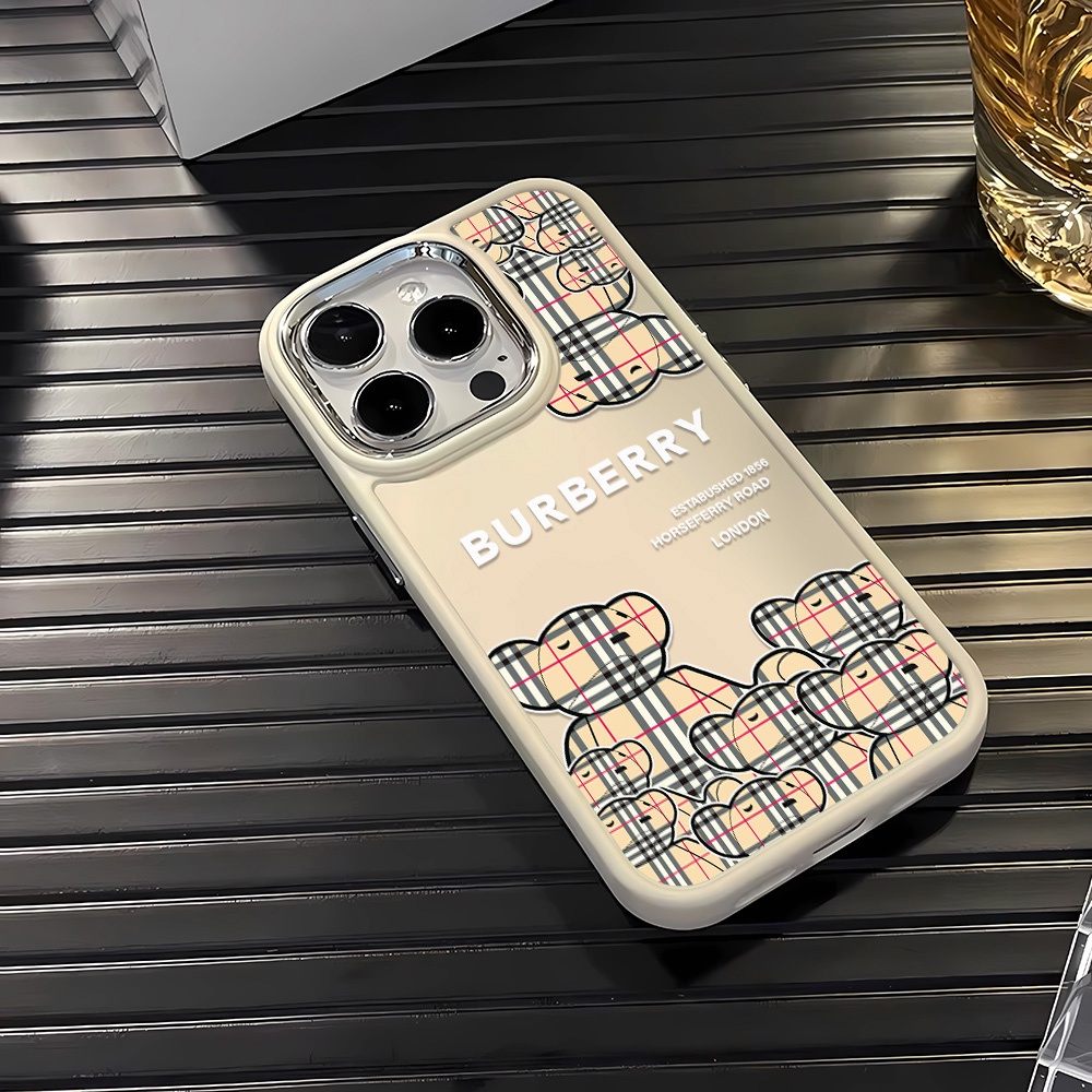 Ốp Điện Thoại Silicone Khung Kim Loại In Hình Gấu Hoạt Hình Đáng Yêu Cho iphone 14ProMax 11 13 12 7Plus 8 X XS Max