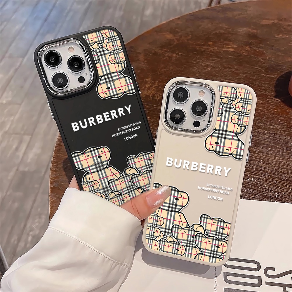 Ốp Điện Thoại Silicone Khung Kim Loại In Hình Gấu Hoạt Hình Đáng Yêu Cho iphone 14ProMax 11 13 12 7Plus 8 X XS Max