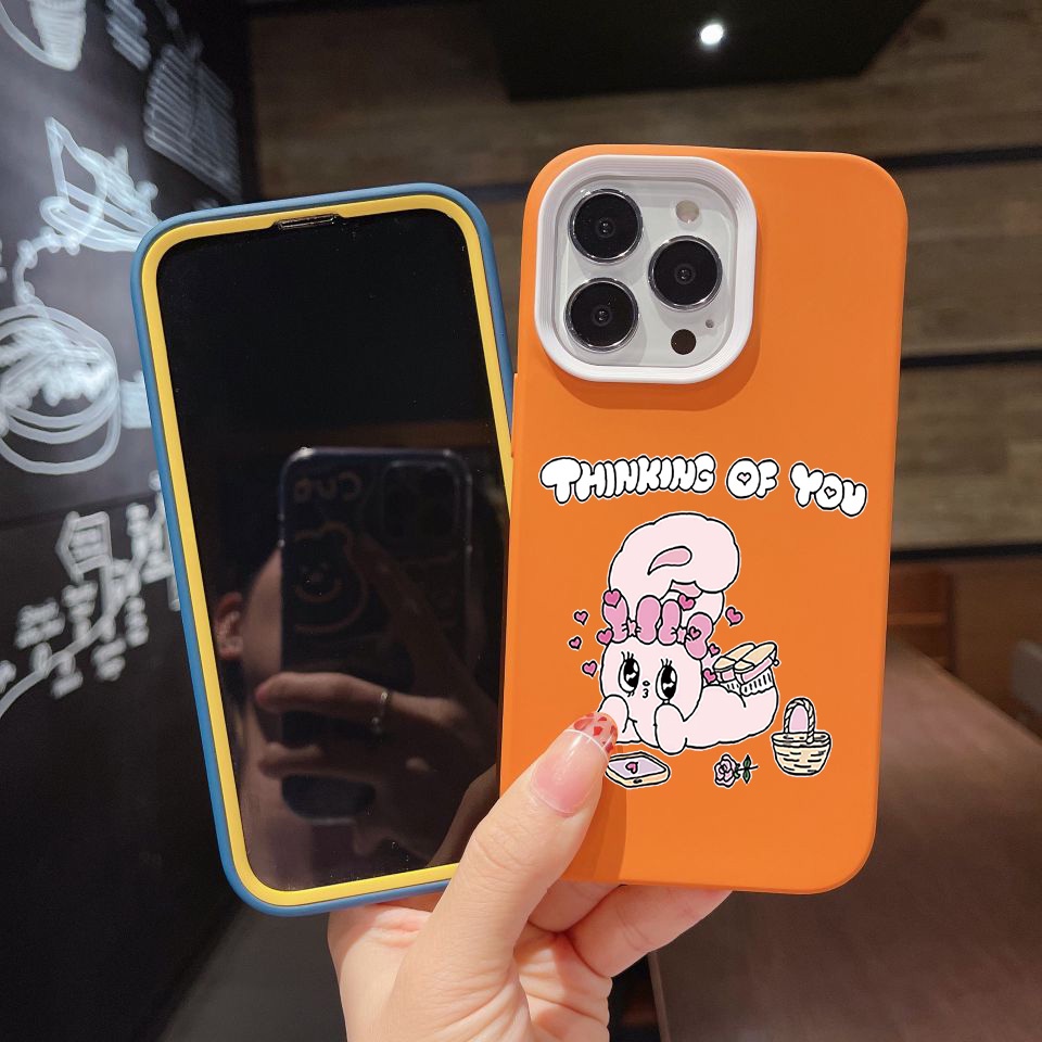 Ốp Điện Thoại silicon Dẻo Gắn Hình Thỏ Nhồi Bông 3 Trong 1 Cho iPhone 14Promax 13 12 11 7Plus X XR