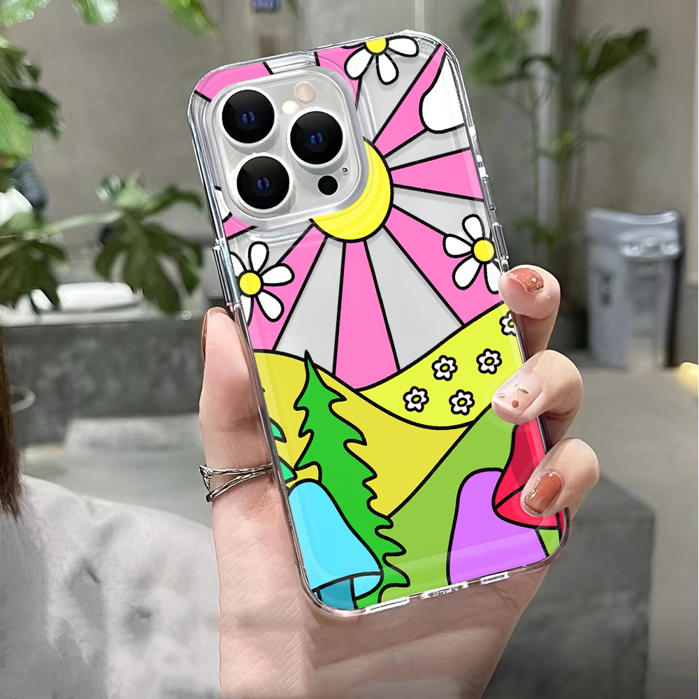 Ốp Điện Thoại Trong Suốt Chống Sốc In Hình Núi Và Mặt Trời Cho iphone 14 pro max 11 13 12 7 8 Plus X XR XSMax