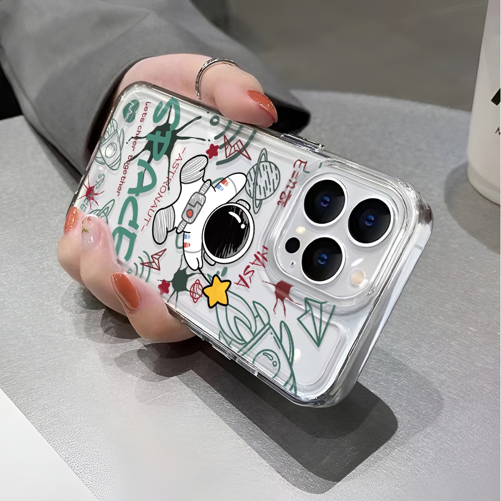 Ốp Điện Thoại Trong Suốt Chống Sốc In Hình Phi Hành Gia Cho iphone 14 pro max 11 13 12 7 8 Plus X XR XSMax