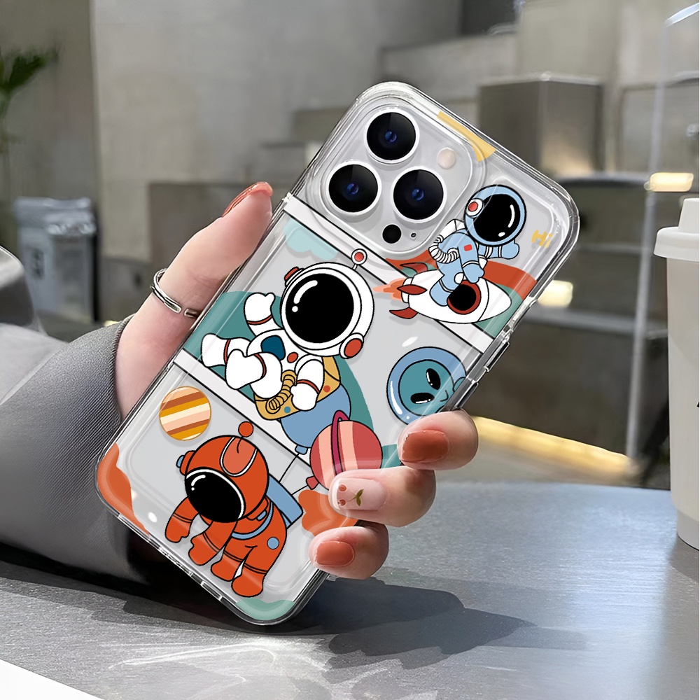 Ốp Điện Thoại Trong Suốt Chống Sốc In Hình Phi Hành Gia Hoạt Hình Cho iphone 14 pro max 11 13 12 7 8 Plus X XR XSMax