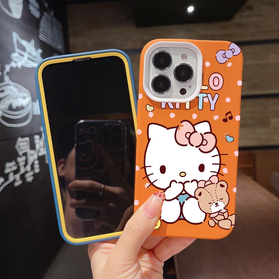 Ốp Điện Thoại silicon Dẻo in Họa Tiết hello kitty 3 Trong 1 Cho iPhone 14Promax 13 12 11 7Plus X XR