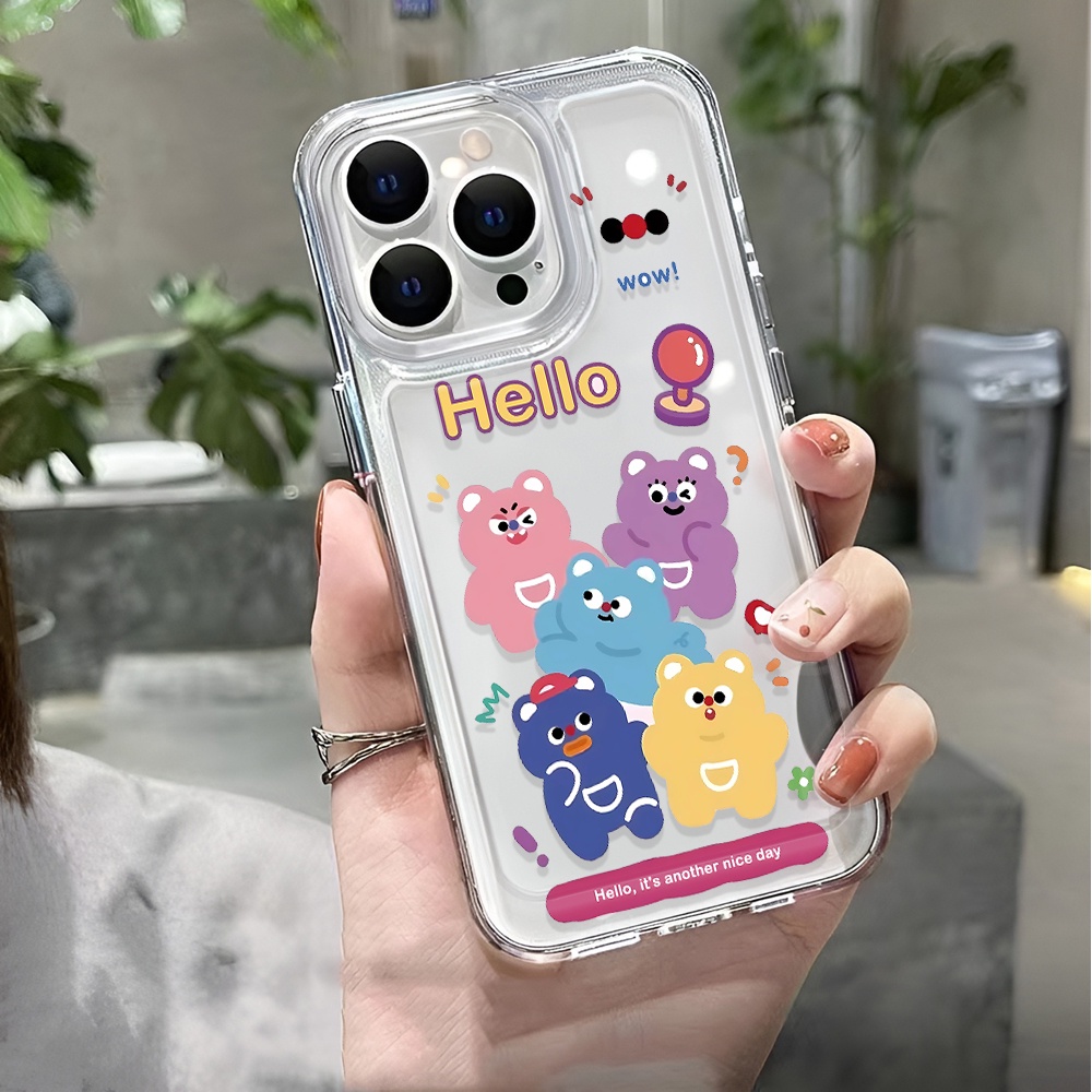 Ốp Điện Thoại Trong Suốt Chống Sốc In Hình Gấu Cho iphone 14 pro max 11 13 12 7 8 Plus X XR XSMax