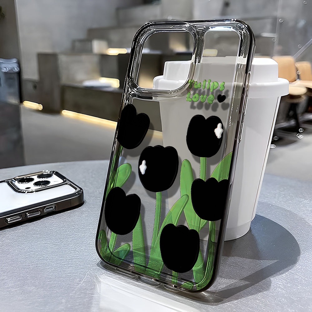 Ốp Điện Thoại Trong Suốt Họa Tiết Hoa Tulip Chống Sốc Cho iphone 14 pro max 11 13 12 7 8 Plus X XR XSMax