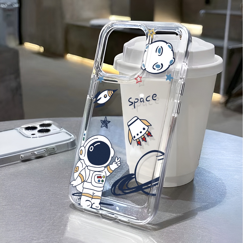 Ốp Điện Thoại Trong Suốt Chống Sốc In Hình Phi Hành Gia Vũ Trụ Cho iphone 14 pro max 11 13 12 7 8 Plus X XR XSMax