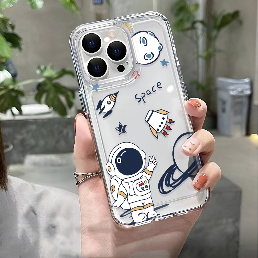 Ốp Điện Thoại Trong Suốt Chống Sốc In Hình Phi Hành Gia Vũ Trụ Cho iphone 14 pro max 11 13 12 7 8 Plus X XR XSMax