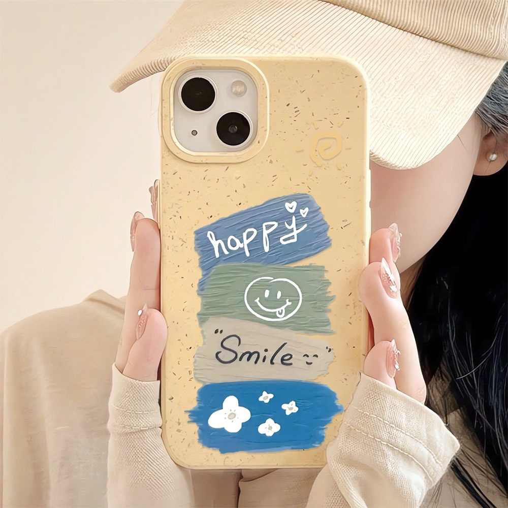Ốp Điện Thoại Màu Nước Hình Mặt Cười Cho iphone 14promax 11 13 12 7 8 Plus X XR XSMax