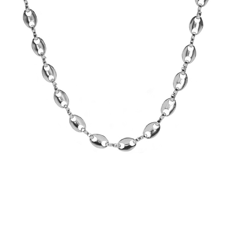 Bộ Vòng Tay / Vòng cổ Hạt Cà Phê 5.5MM Bằng Thép Titan Không Gỉ Thời Trang Âu Mỹ