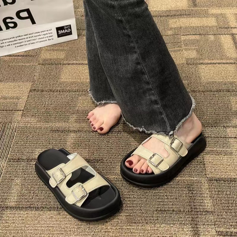 Giày Sandal Đế Dày Phối Khóa Phong Cách Roman