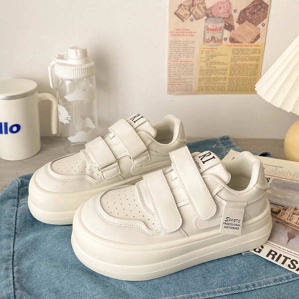 Giày đế bằng bánh mì tăng chiều cao đầu to đế dày Velcro giày sneaker nữ