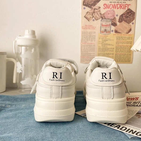 Giày đế bằng bánh mì tăng chiều cao đầu to đế dày Velcro giày sneaker nữ