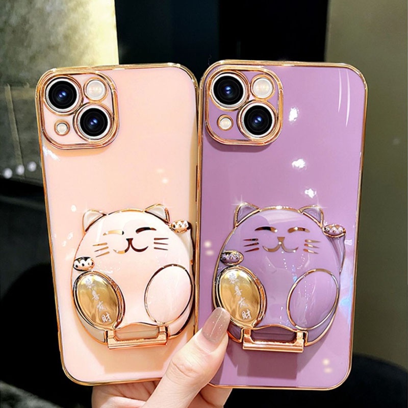 Ốp Lưng Điện Thoại iPhone 7 Plus 8 Plus Ốp Lưng Điện Thoại Có Giá Đỡ Mèo May Mắn Gong Xi Fa Cai