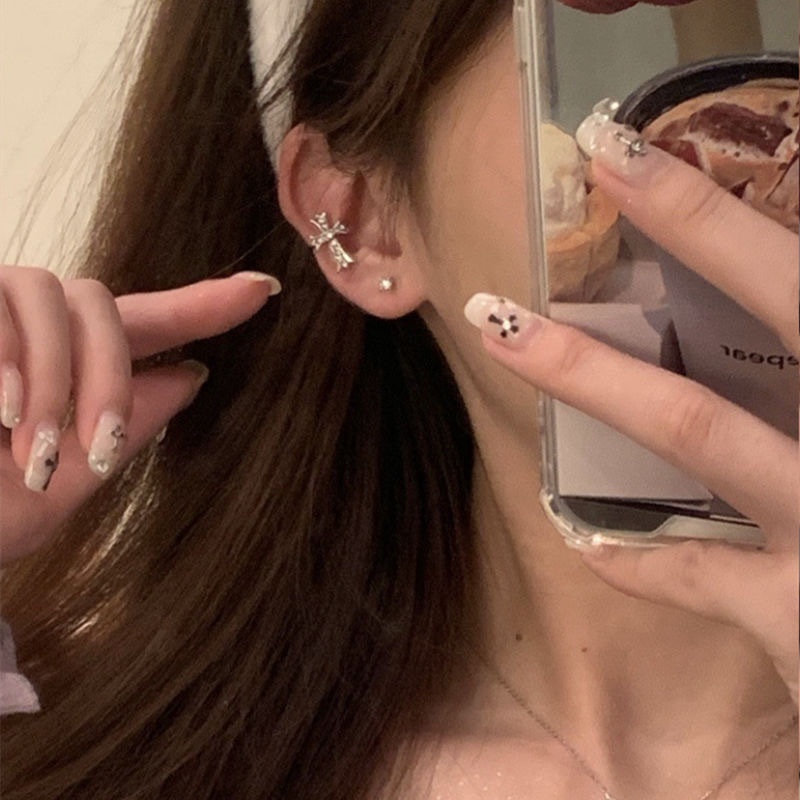 Khuyên Kẹp Tai Đính Đá Zircon Thời Trang Hàn Quốc Cho Nữ