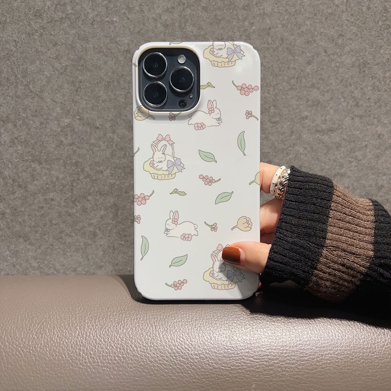 Ốp Điện Thoại Cứng In Hình Giỏ Tre Thỏ Cho iphone 14promax 11 13 12 7Plus 8 X XS Max