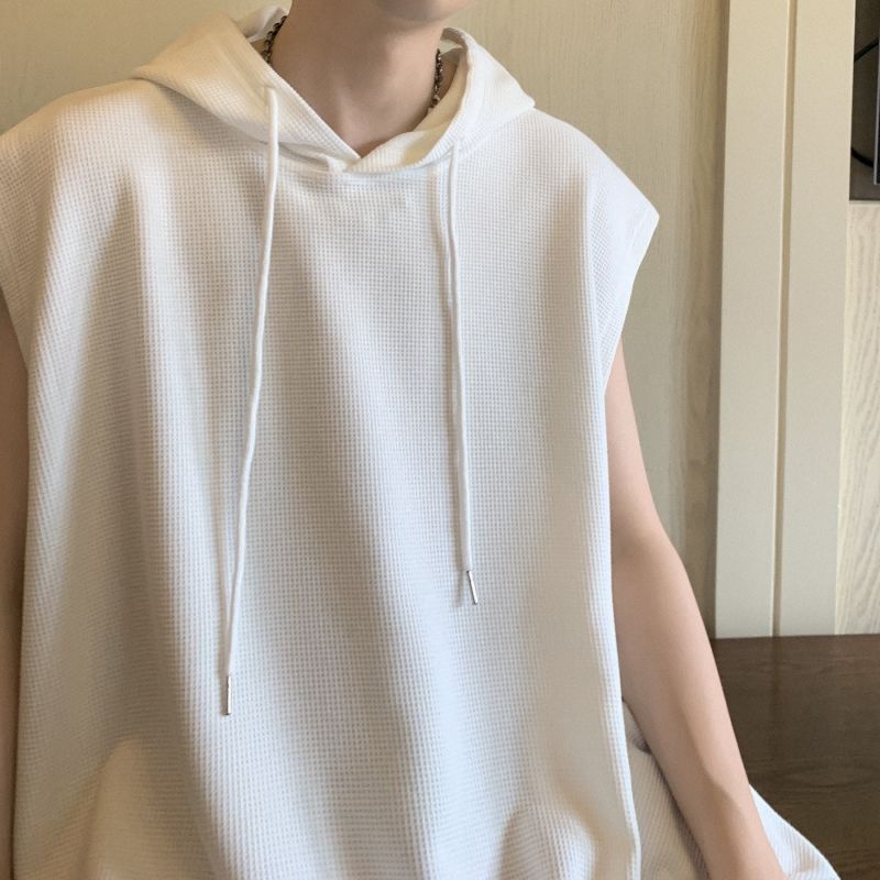 Áo Thun Sát Nách Có Mũ Trùm Dáng Rộng Phong Cách Thể Thao Thời Trang Mùa Hè Cho Nam