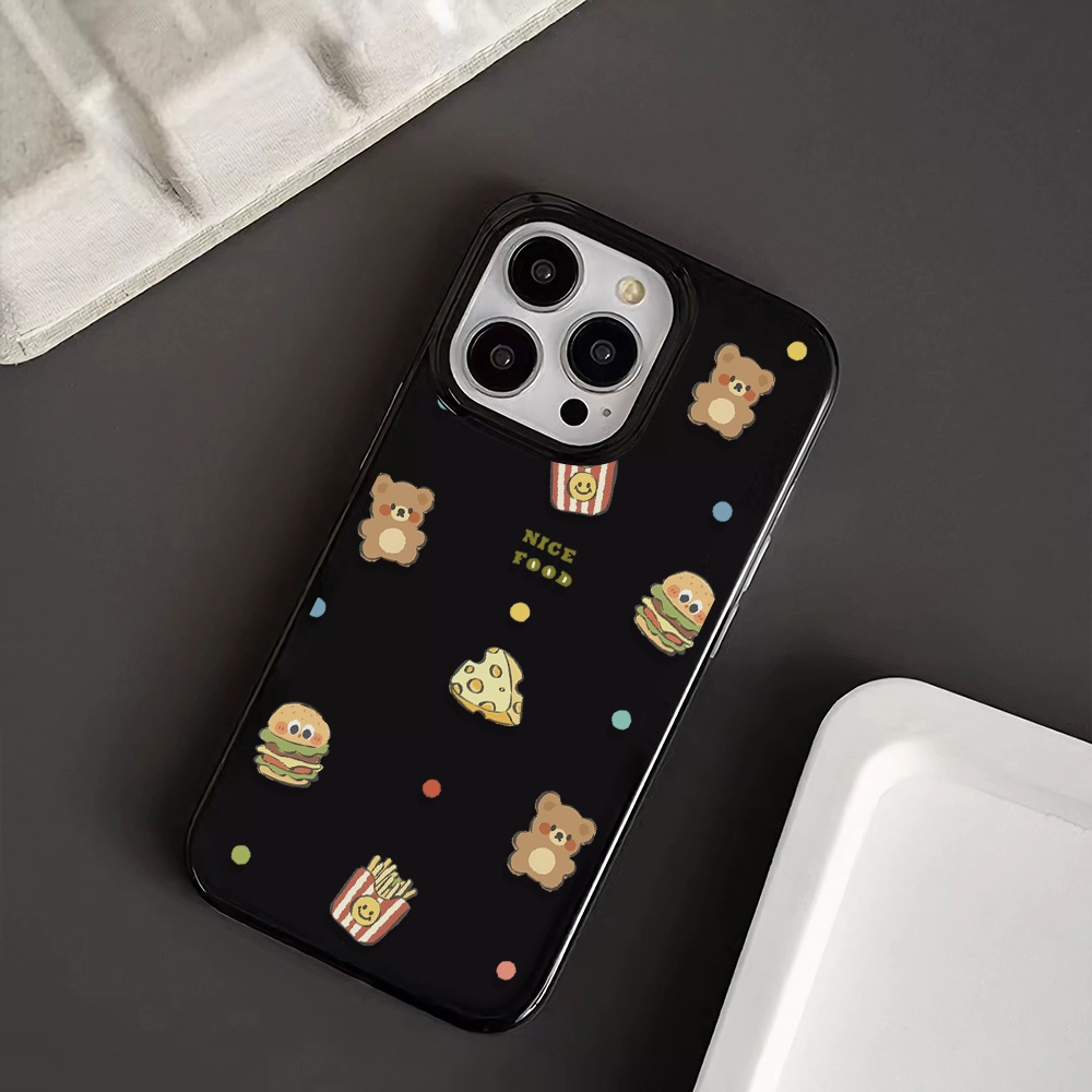 Ốp Điện Thoại Silicone TPU Mềm Bóng In Hình Gấu Hamburg Cho iphone 14promax 11 13 12 7Plus 8 X XS Max